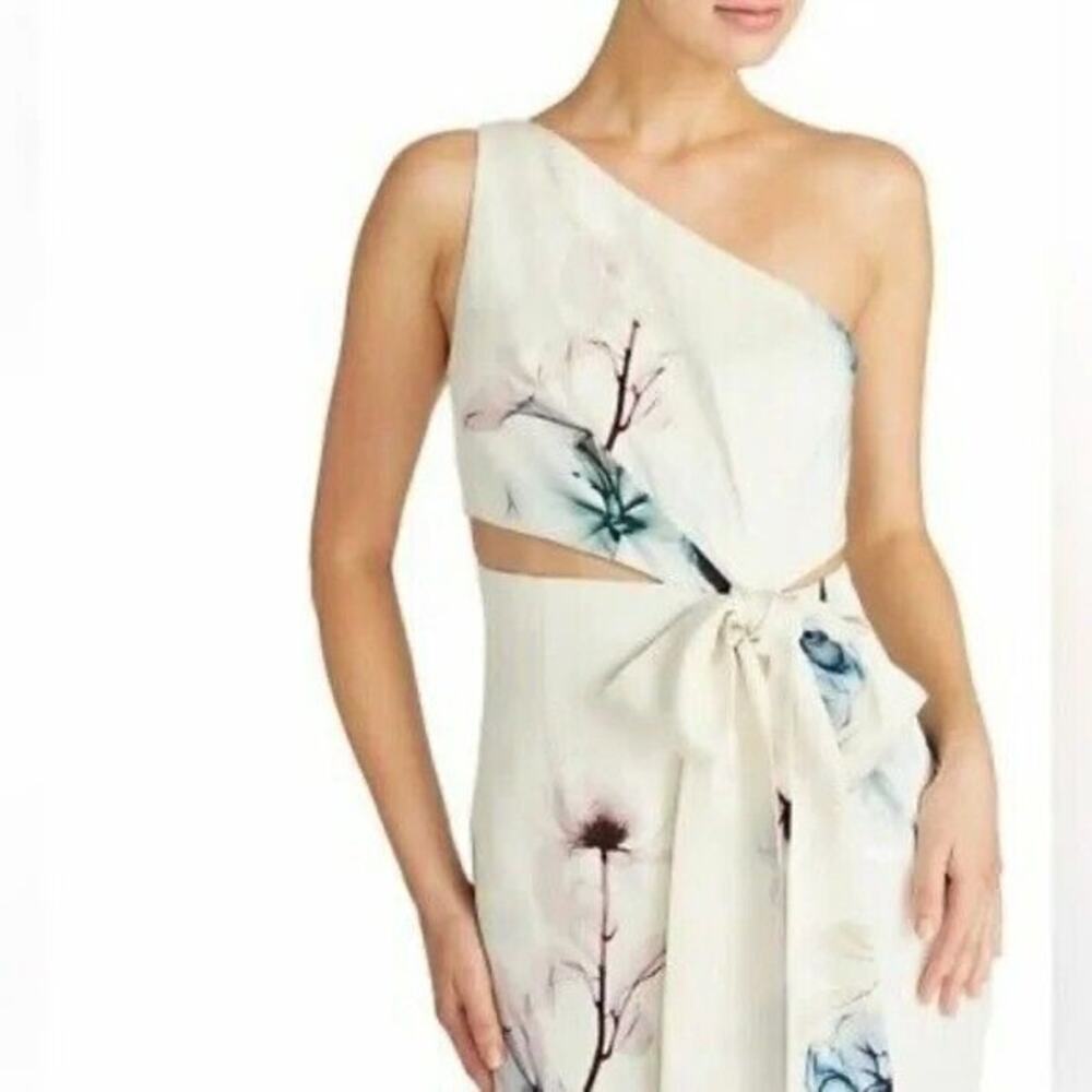 Monique Lhuillier One Shoulder Floral Gown Size 4 NWT - Picture 2 of 5